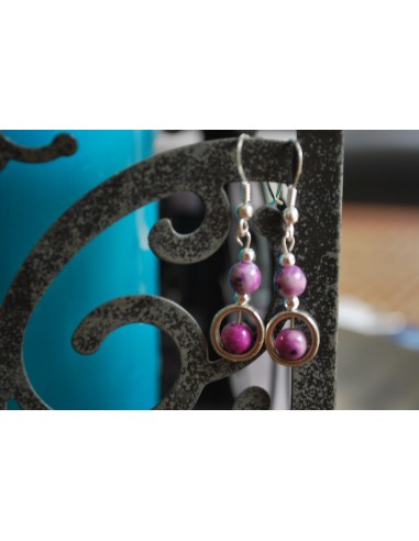 Paire de boucles d'oreilles en jaspe teinté