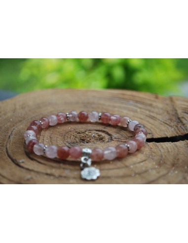 Bracelet quartz fraise médaille argent