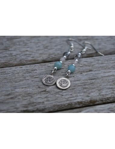 Boucles d'oreilles trois pierres et Aum