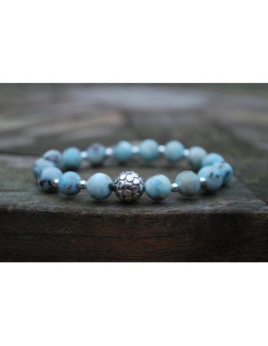 Bracelet en larimar et perle argent