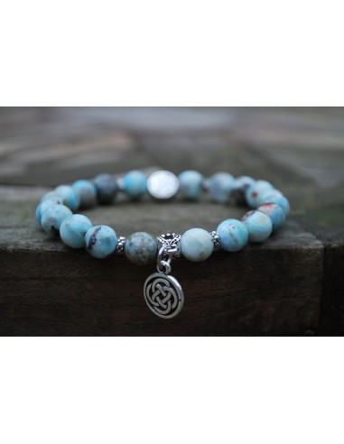 Bracelet larimar et médaille infinie celte