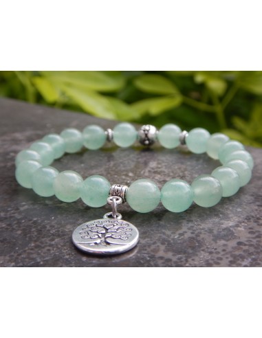 Bracelet en aventurine et sa médaille arbre de vie